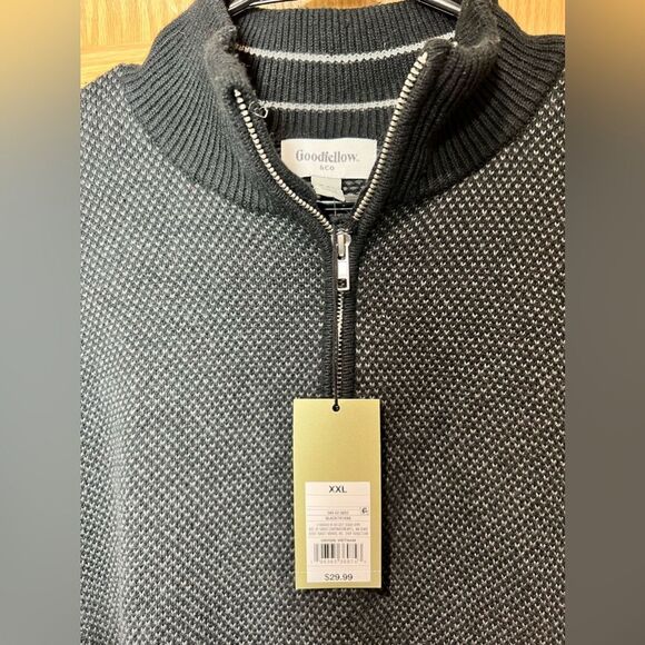 Mens 2XL GOODFELLOW & CO Big & Tall  1/4 Zip Collared Sweatshirt Gray Black NWT - Picture 3 of 7